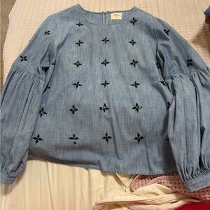 GAP Light Blue Embroidered Blouse